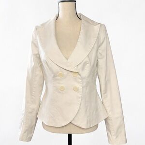 The Limited Ivory/Off White Double-Breasted Fitted Blazer Jacket, Women’s M